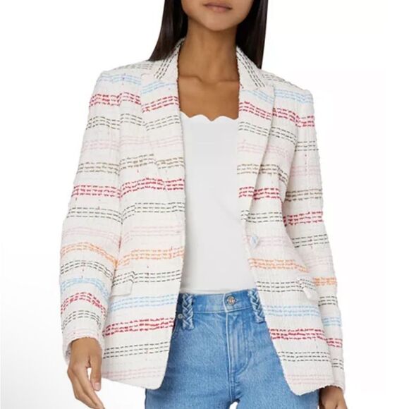 NWT Milly Avery Tweed Striped Blazer Size 2 - Picture 1 of 14
